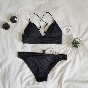 H&M Black Ribbed Bikini Set